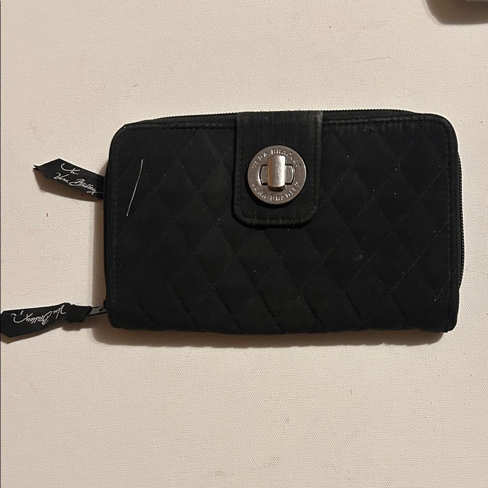 Vera Bradley Black Quilted Wallet with Silver Accents